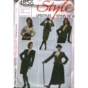 Style 4856 Sewing Pattern Misses Lined Jacket Blouse Skirt Jabot Size 8 CUT 4856